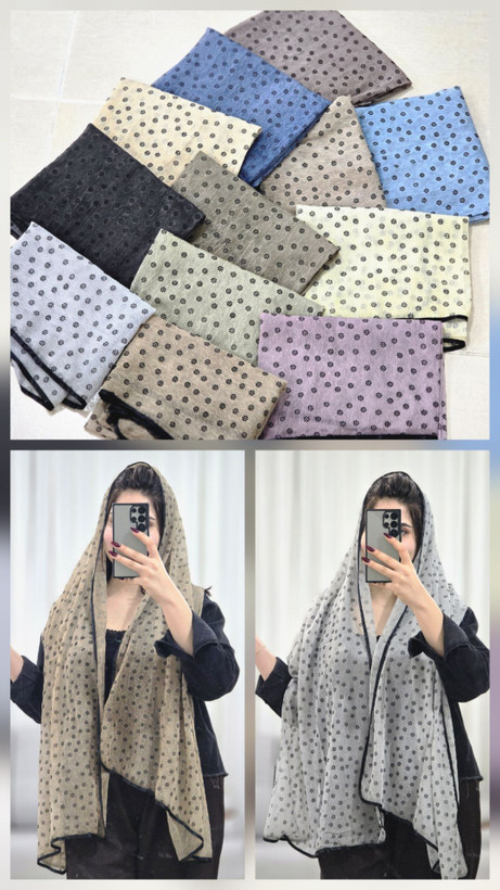 شال حریرنخ گل مخملی وارداتی