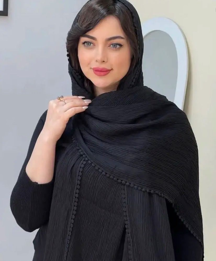 شال برشکا مشکی حاشیه عدسی