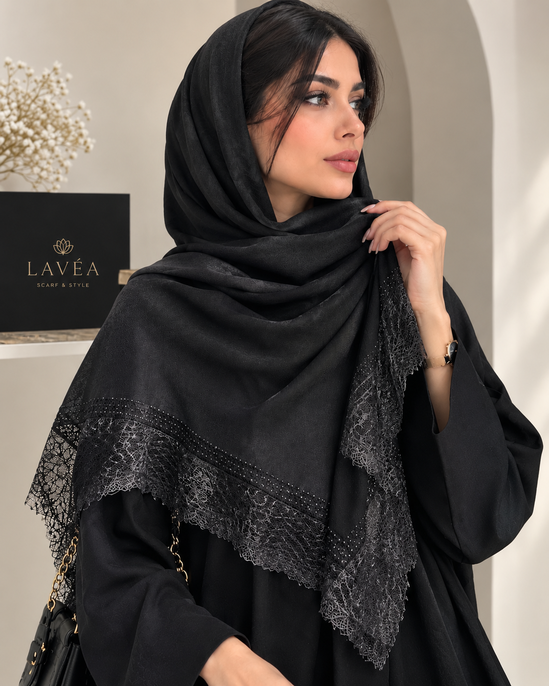روسری مشکی مجلسی