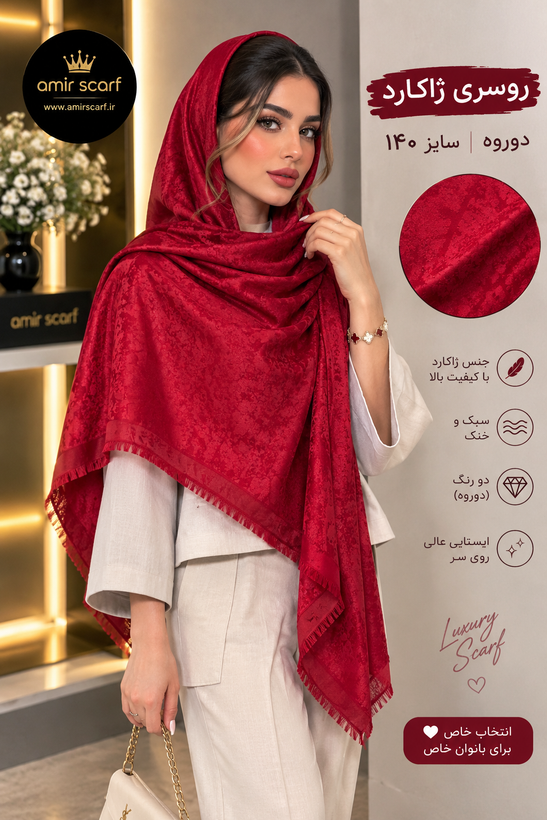 روسری ژاکارد دوروه سایز ۱۴۰